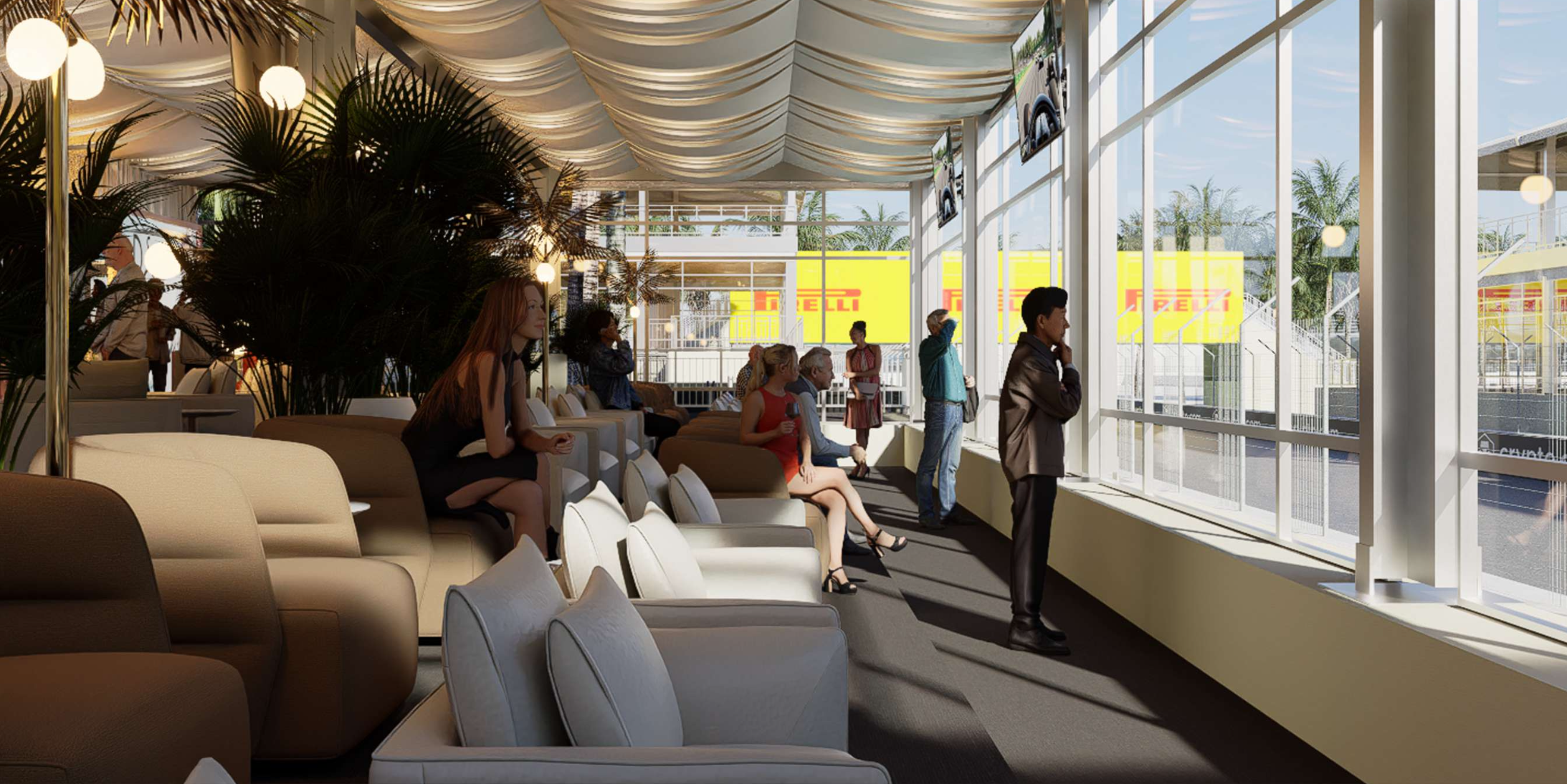Off Grid venue rendering — lounge interior